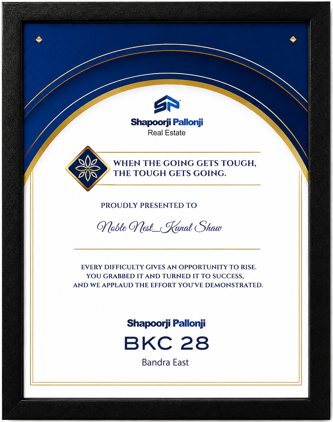 Shapoorji Pallonji Outstanding Contribution BKC 28 — Noble Nest Realty