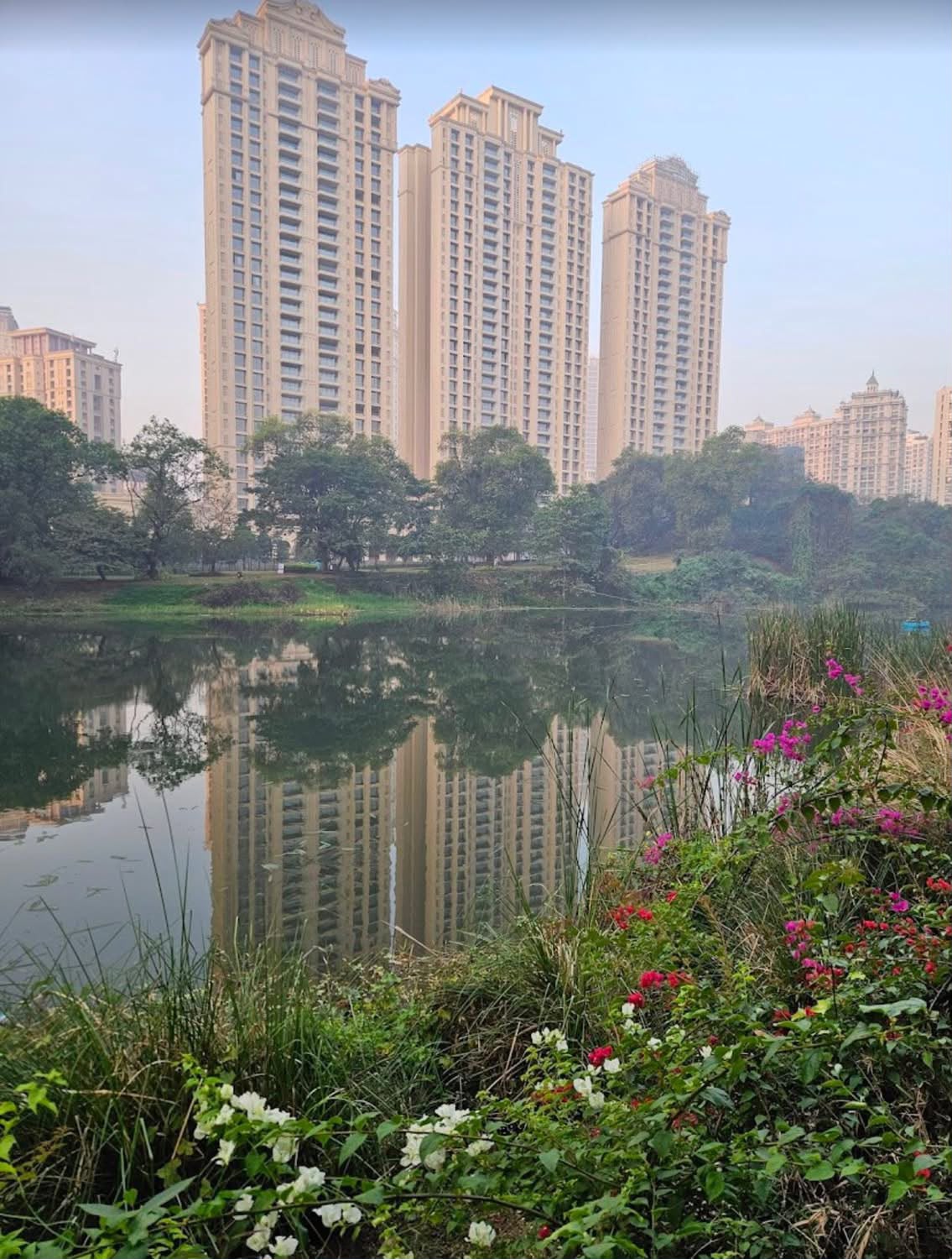 Premium high-rise residential towers in Thane at golden hour